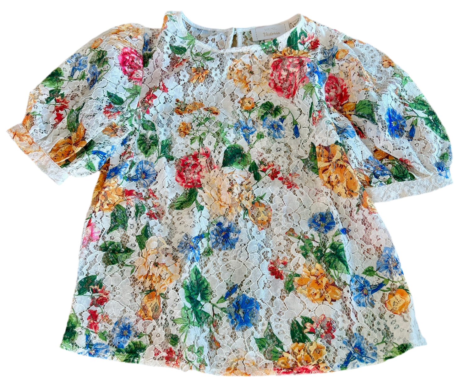 Short Sleeve Floral Lace Blouse