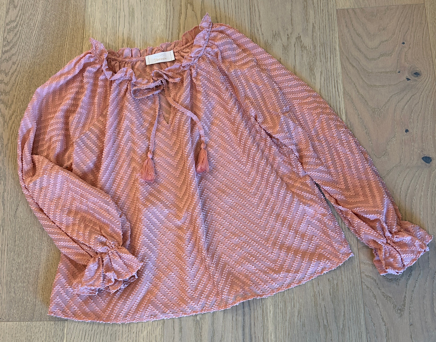 Pink Textured Chiffon Blouse