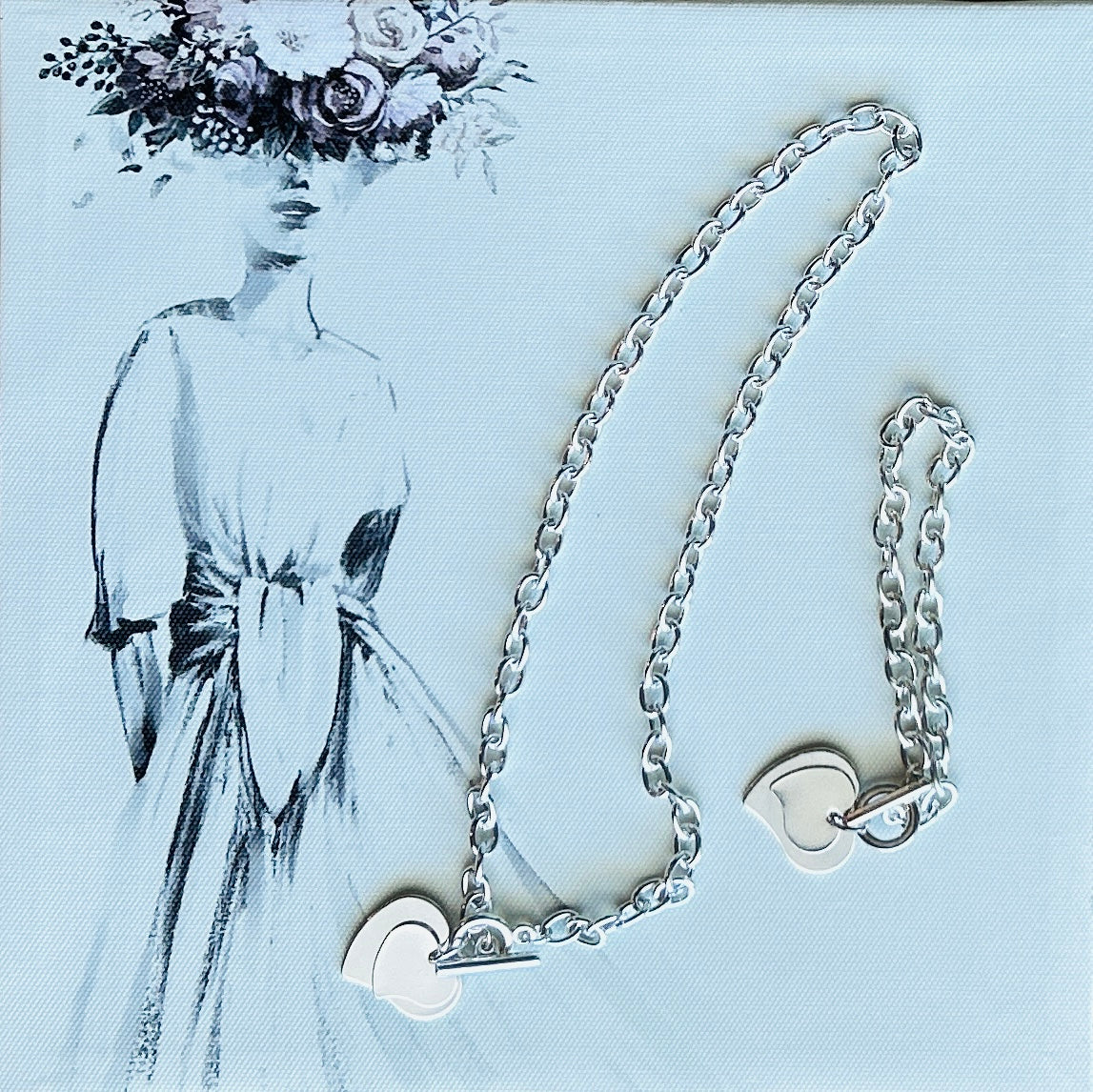 Double Heart Tiffany Like Necklace