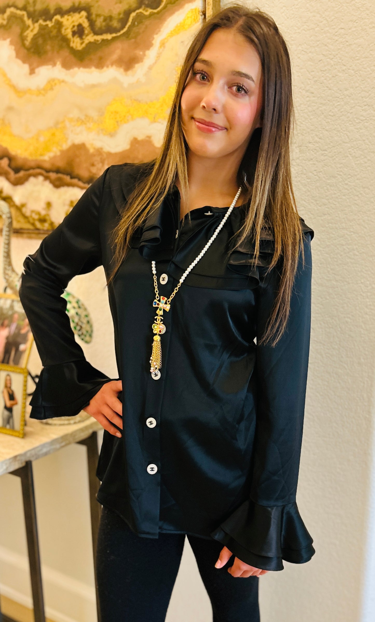 Satin Chanel Inspired Blouse