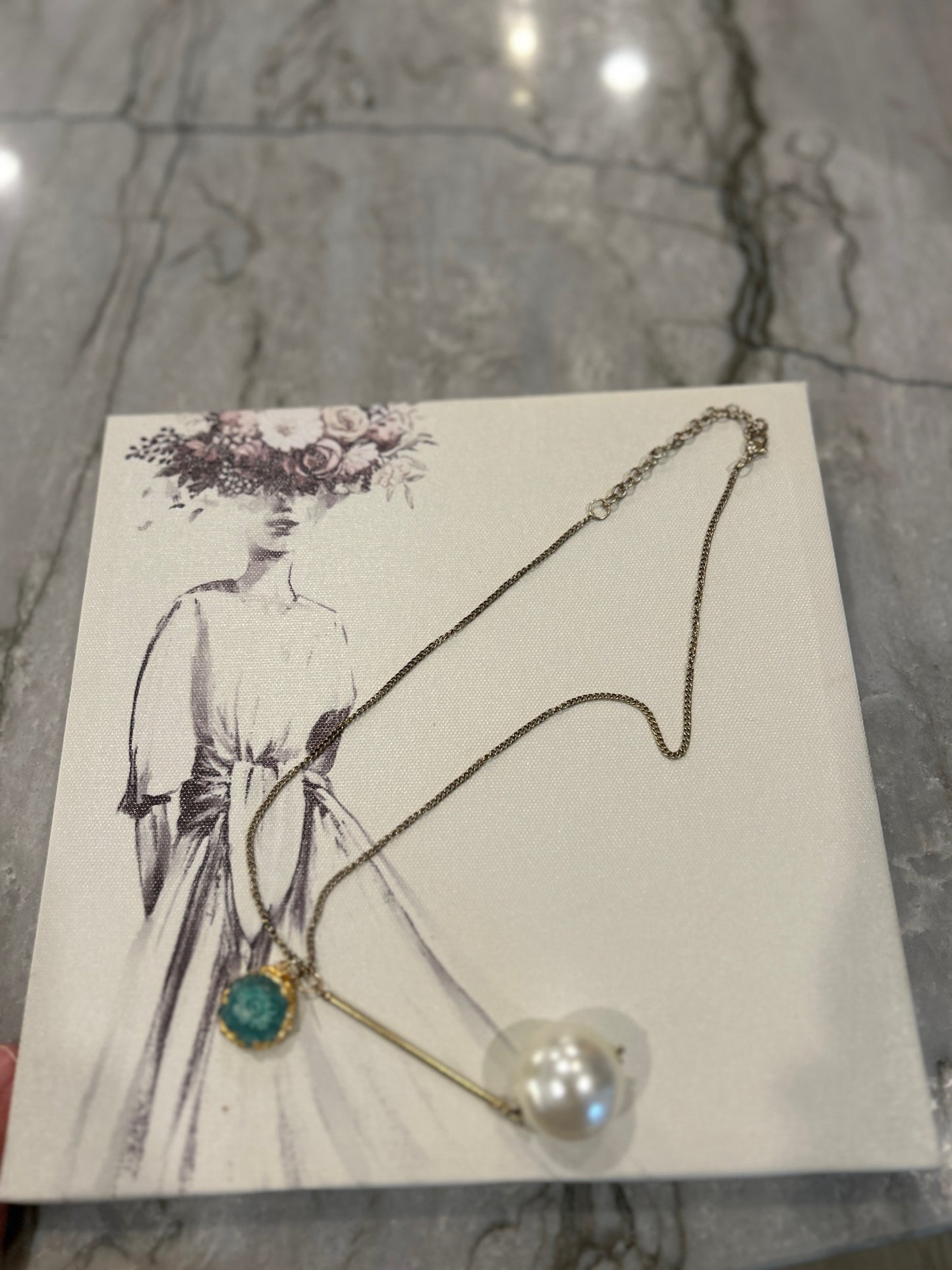 Jumbo Pearl and Turquoise Necklace