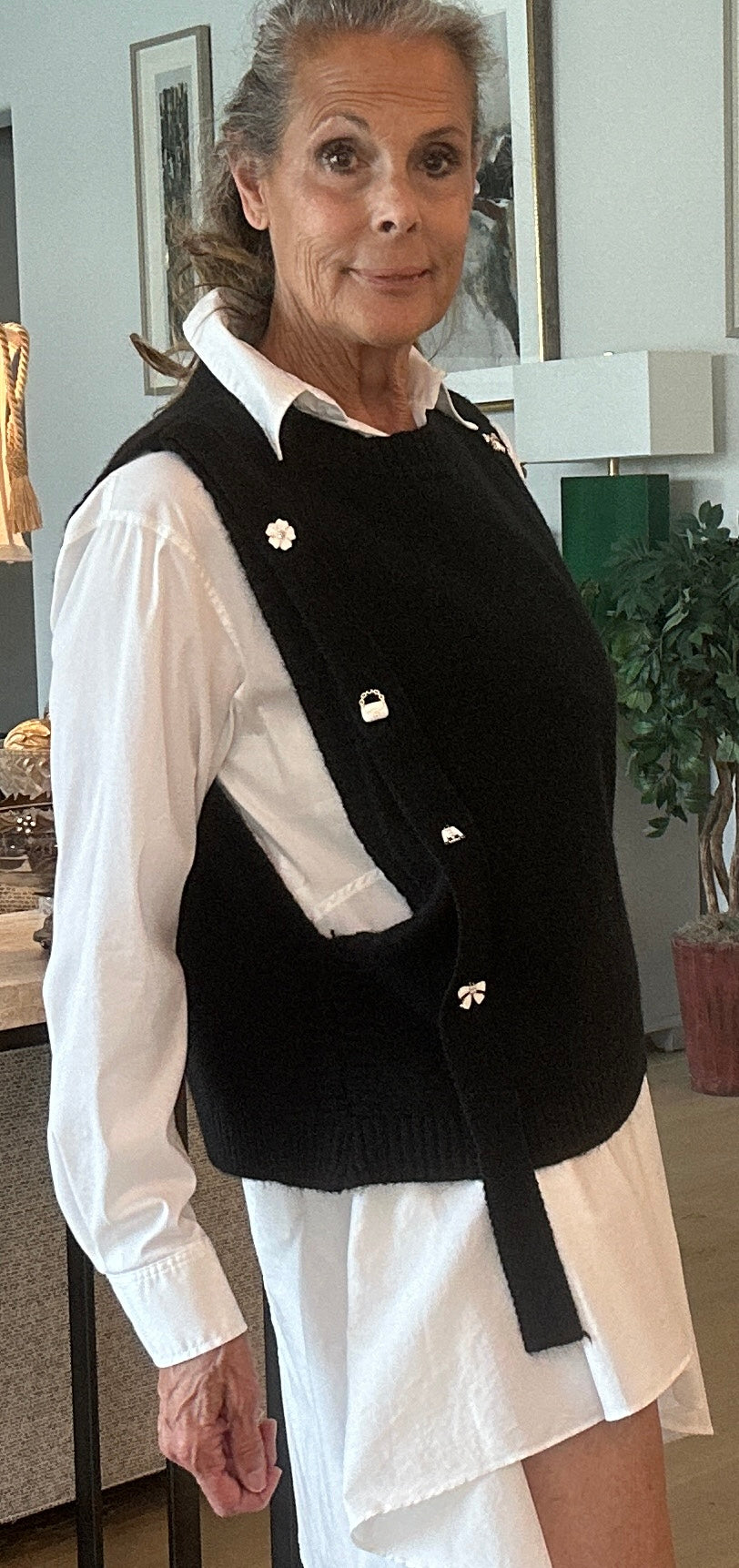 Black Sweater Vest with Charms
