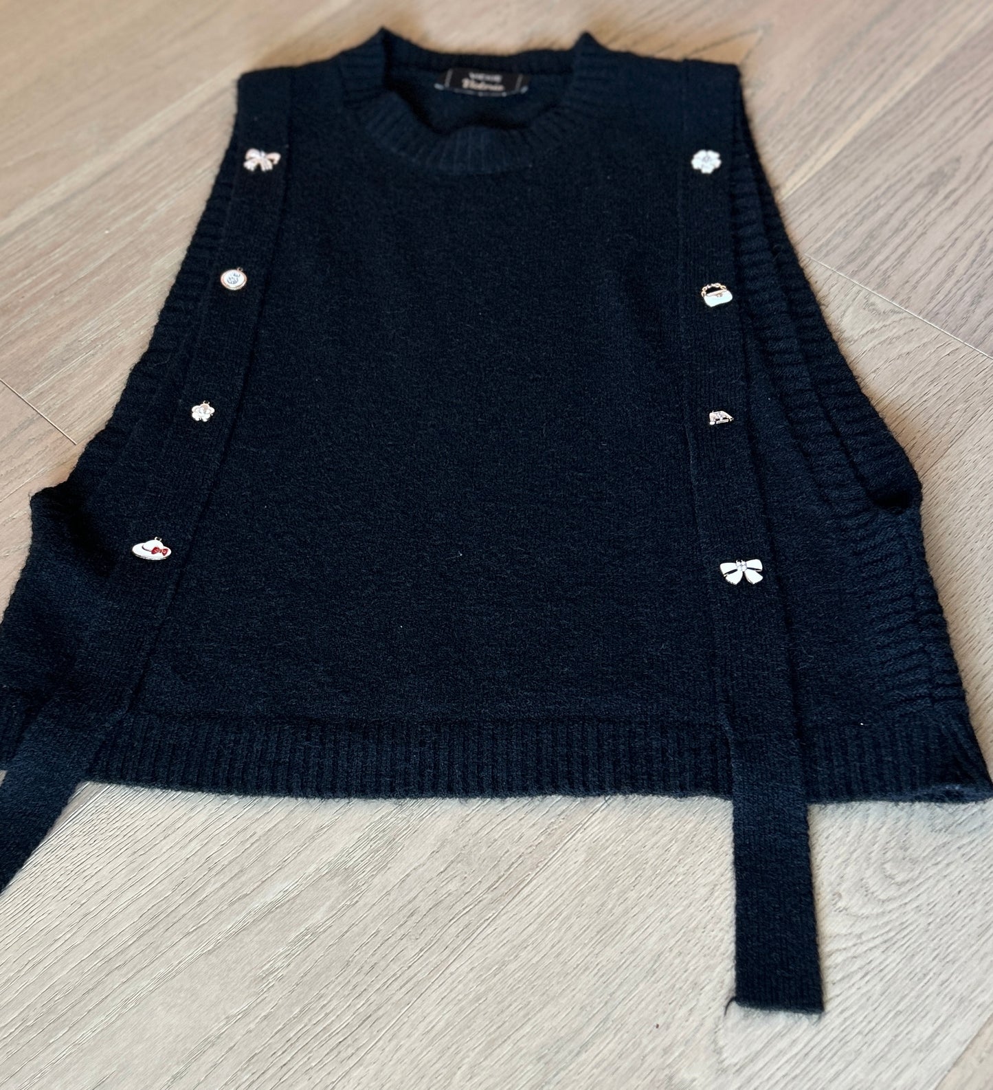 Black Sweater Vest with Charms