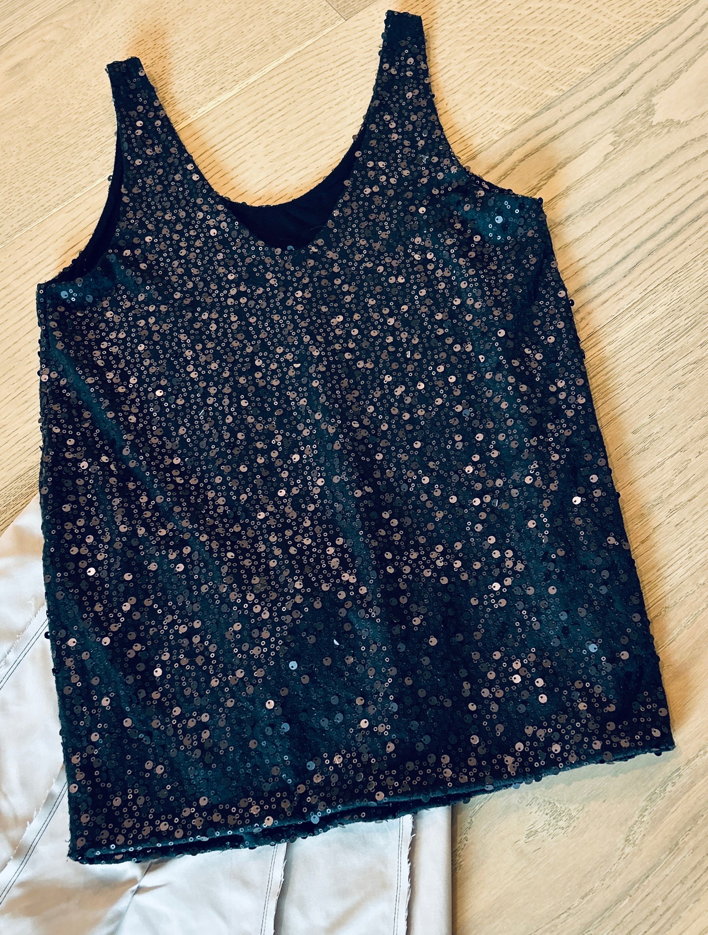 Black Sequined Swing Tank