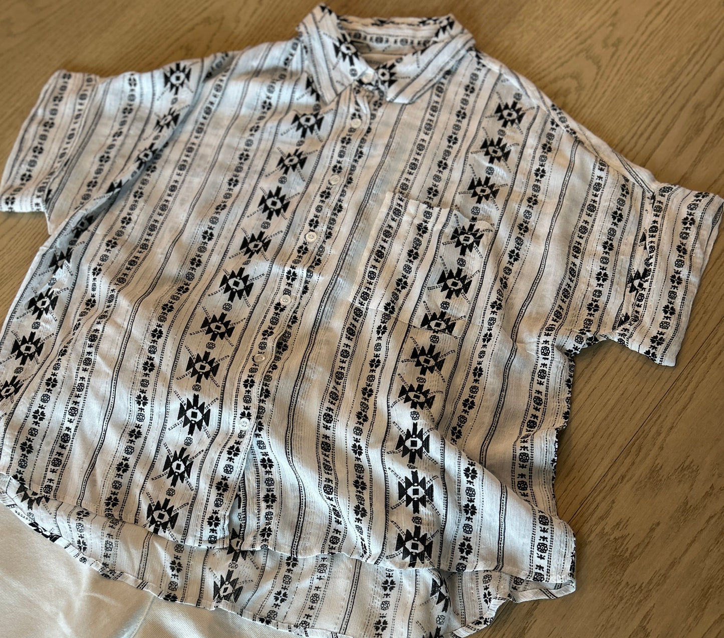 Black and White Gauze Shirt