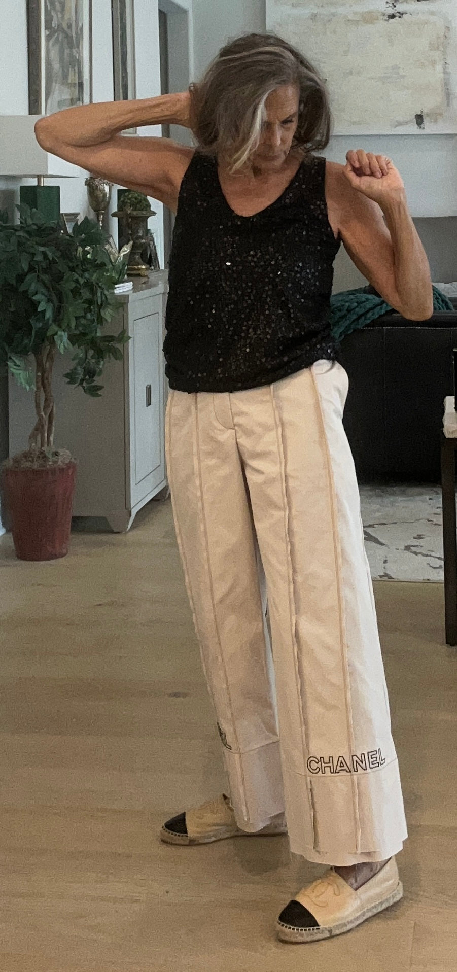Black Sequined Swing Tank