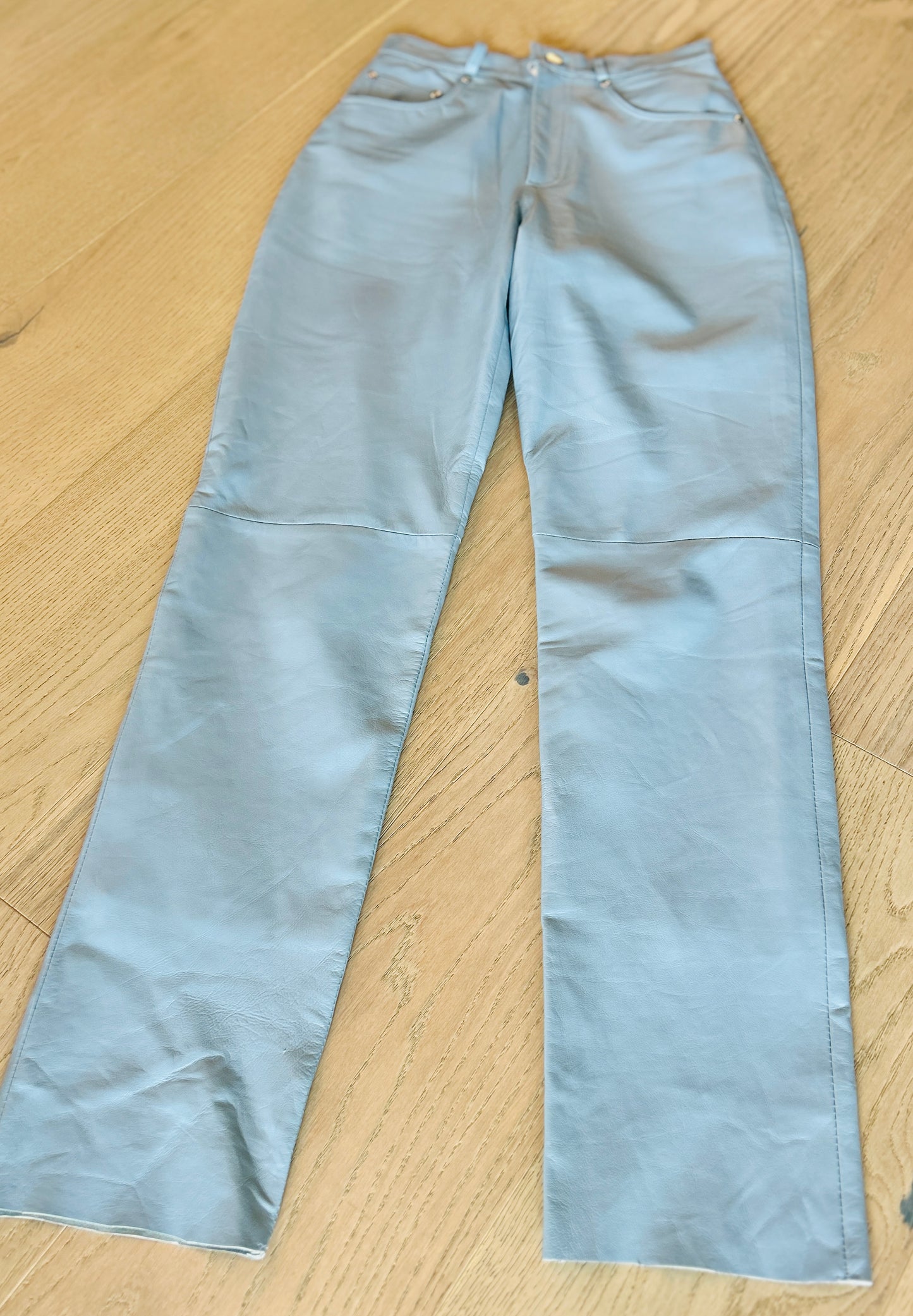 Light Blue Leather Pants -Pre Loved