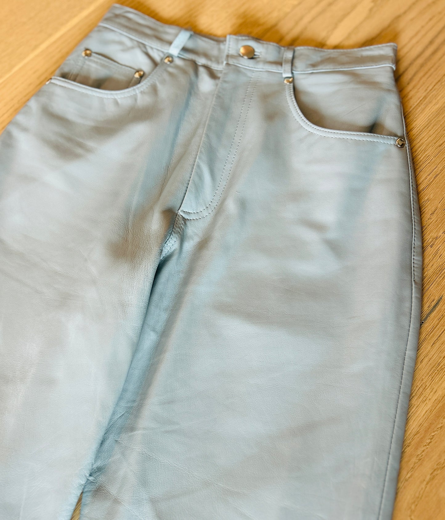 Light Blue Leather Pants -Pre Loved