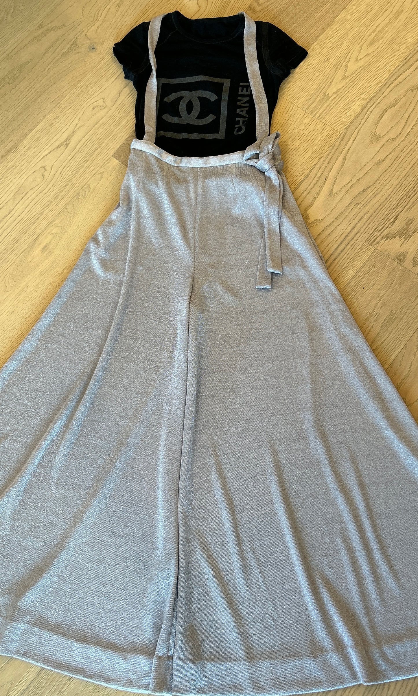Silver Knit Wide Leg Pant