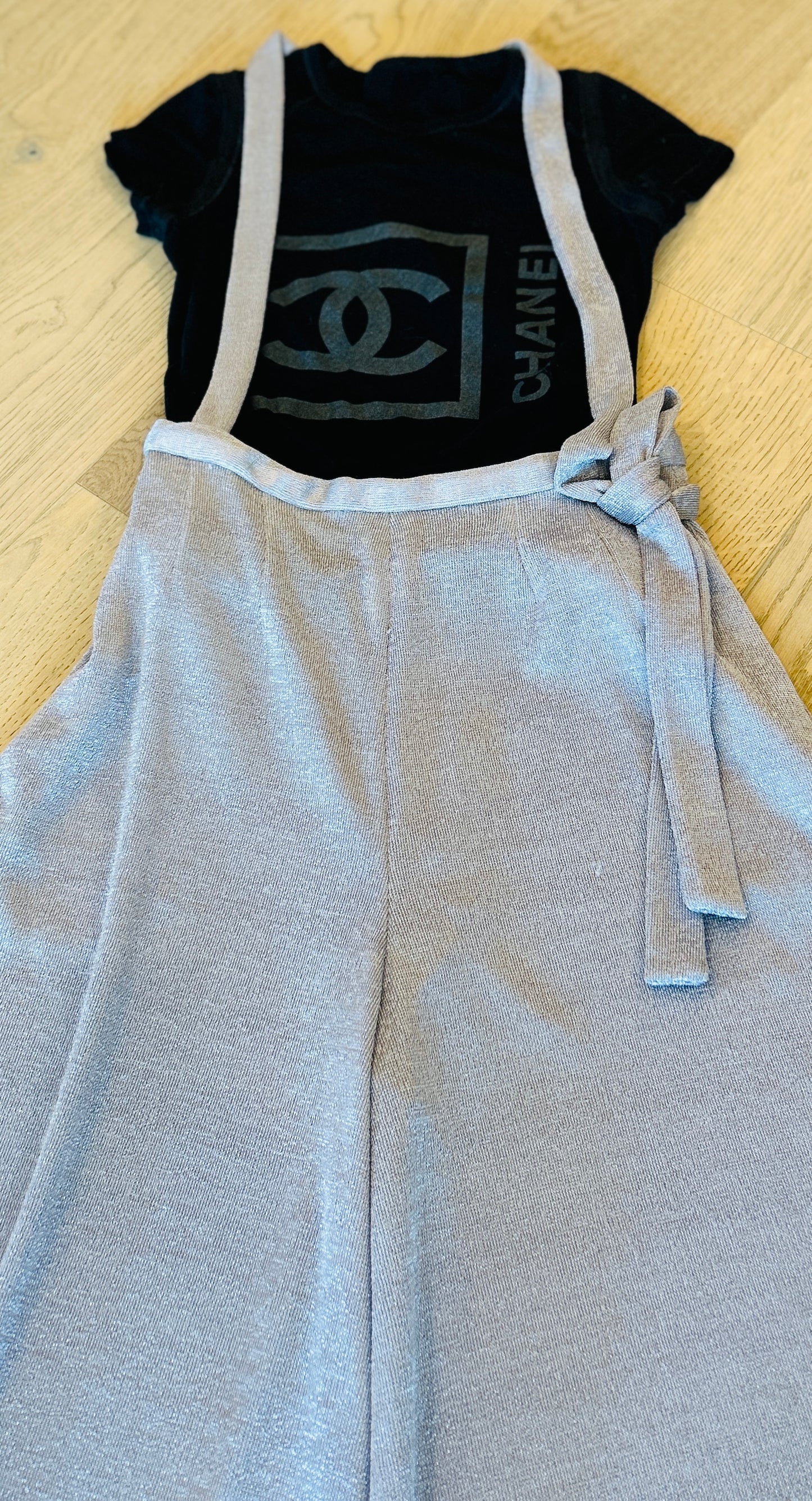 Silver Knit Wide Leg Pant