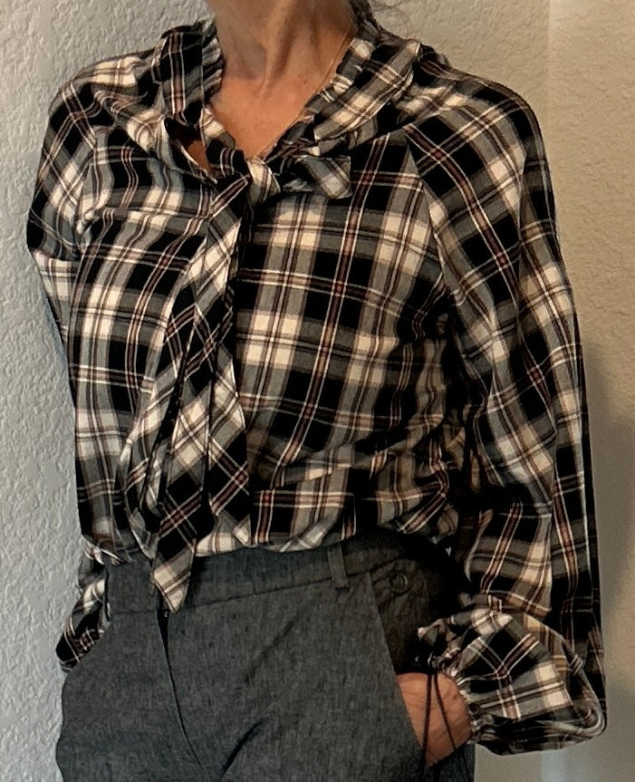 Plaid Long Sleeve Blouse