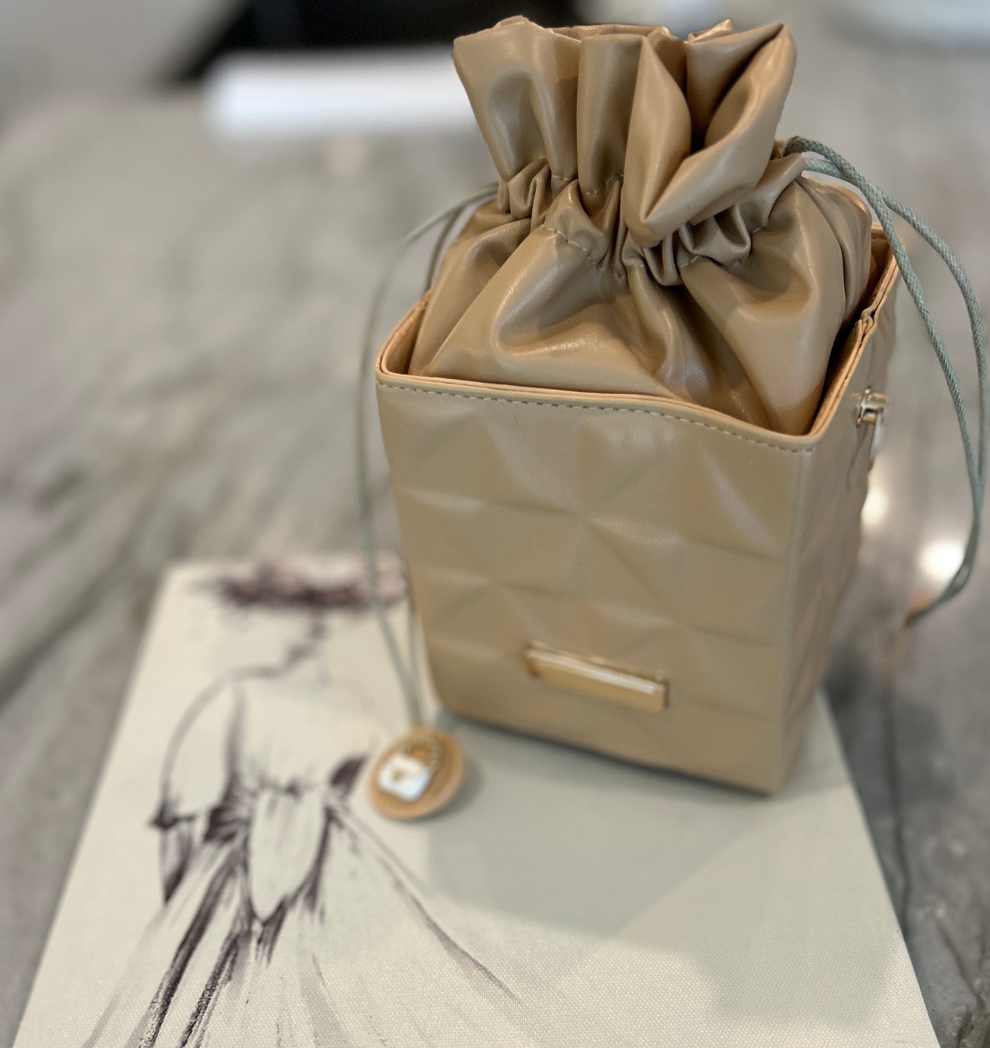 Beige Vegan Leather Hand Bag or Crossbody