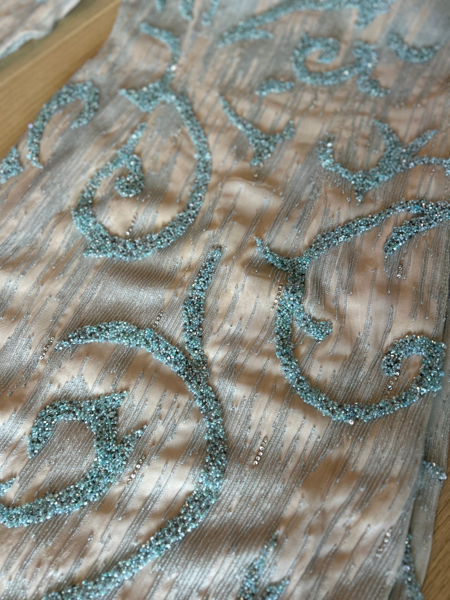 Long Sleeve Beaded Evening Gown