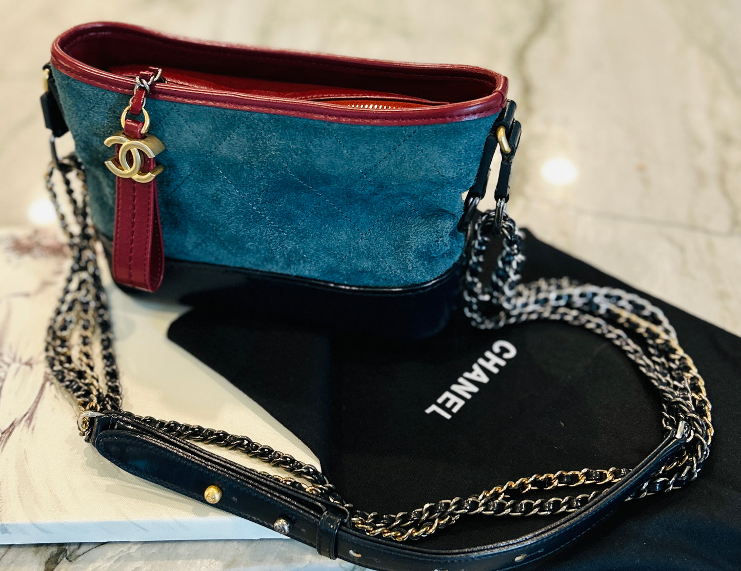 Suede and Leather Chanel Inspired Crossbody