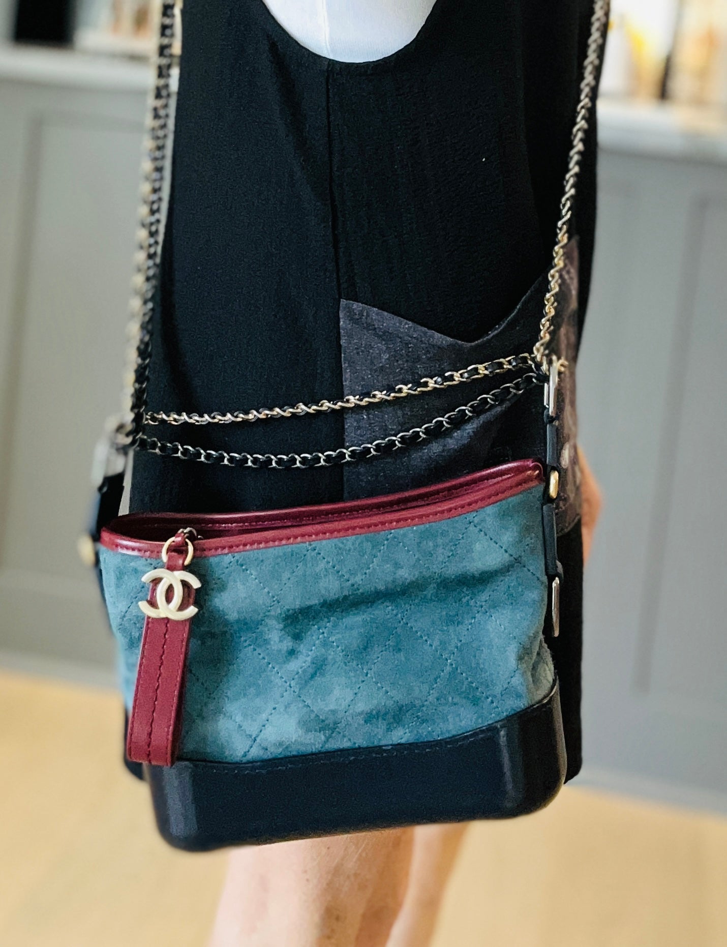 Suede and Leather Chanel Inspired Crossbody