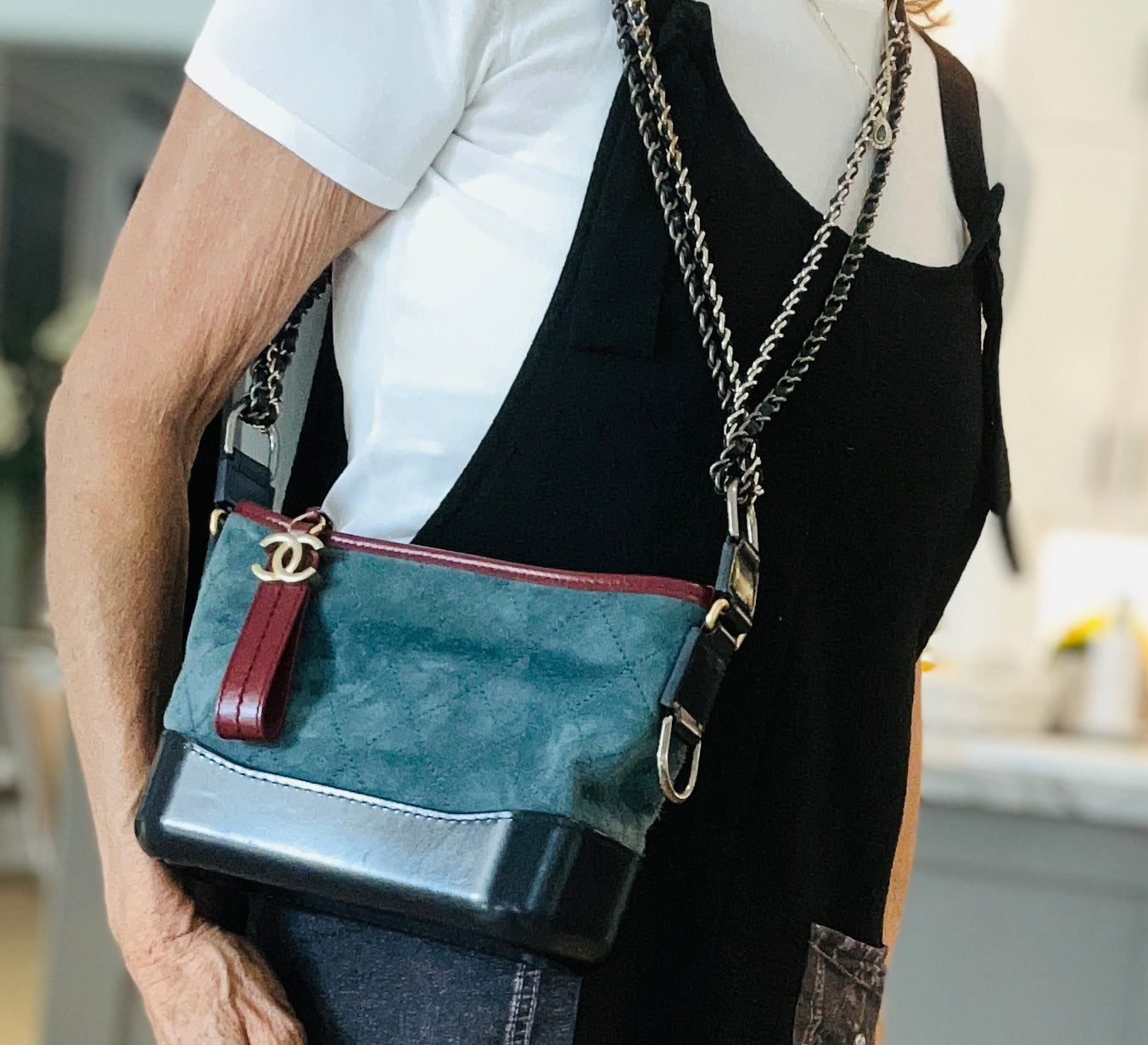 Suede and Leather Chanel Inspired Crossbody