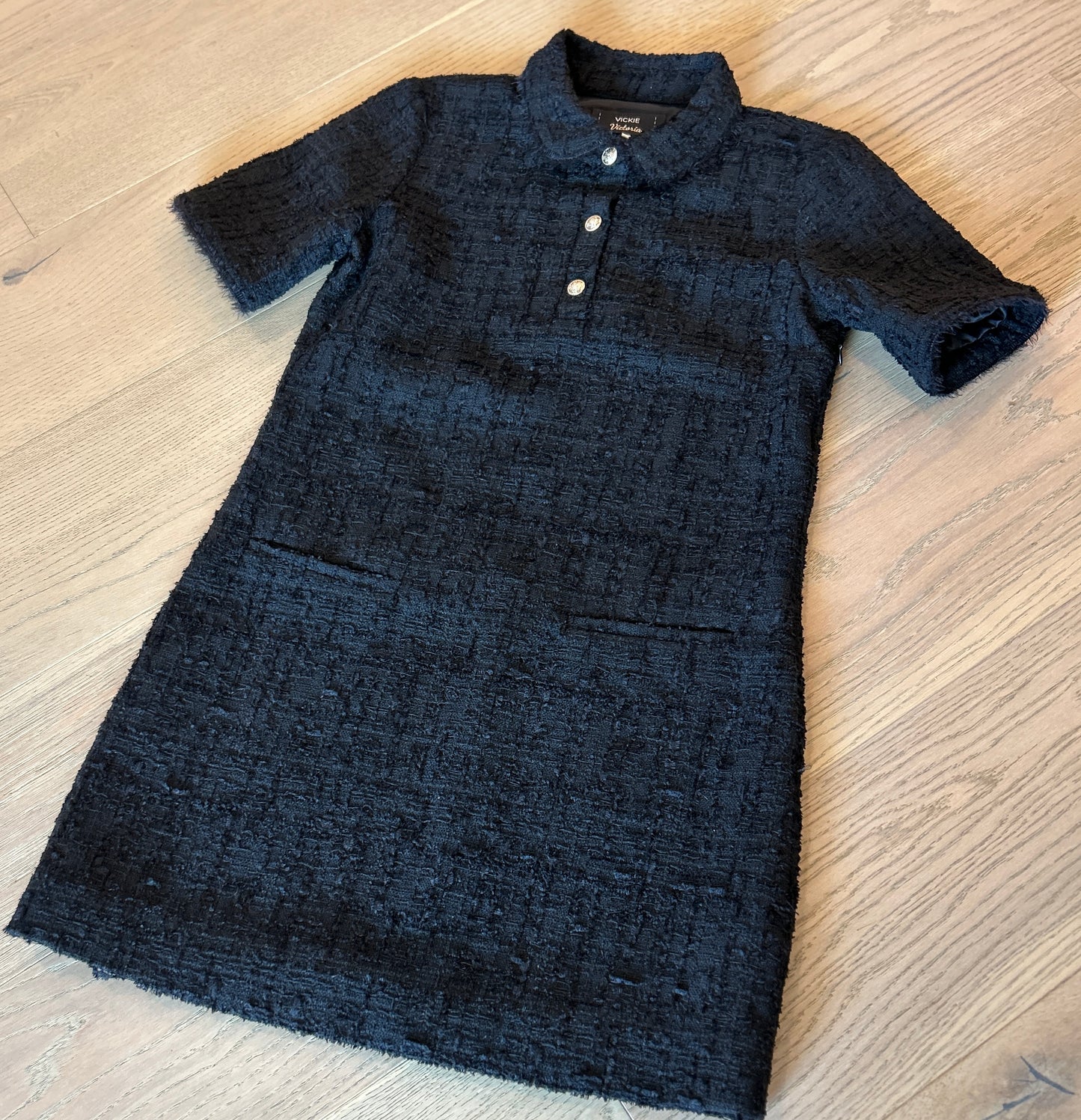 A-Line Black Tweed Dress