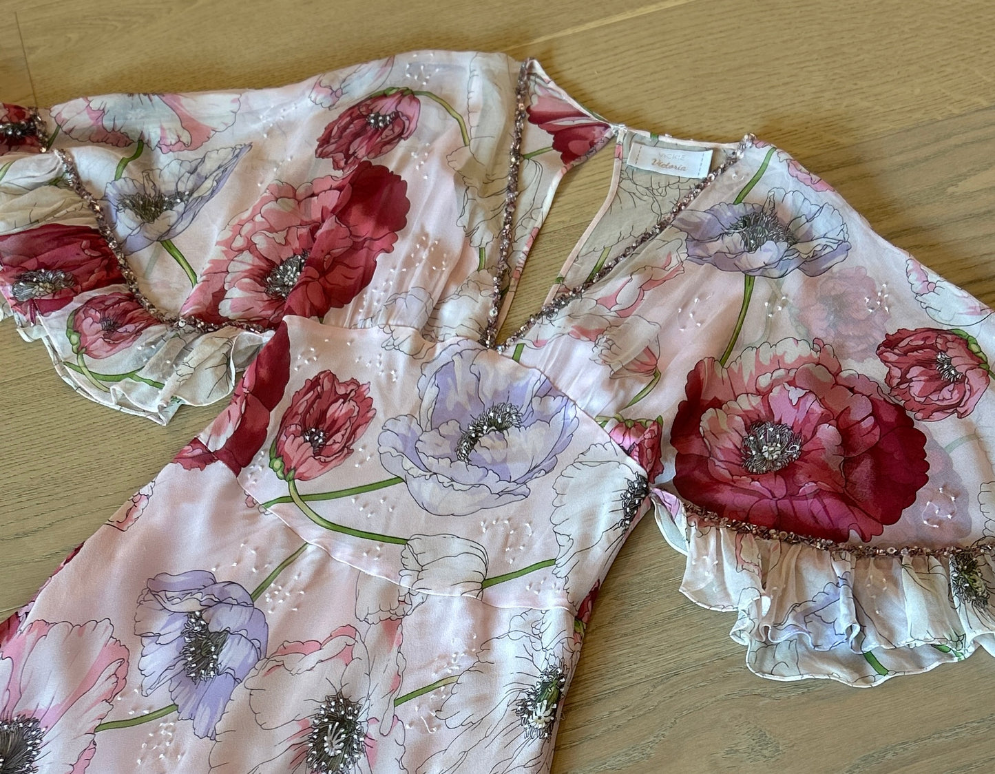 Pink Floral Chiffon Gown