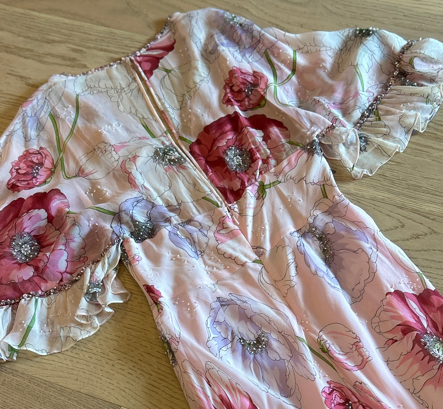 Pink Floral Chiffon Gown