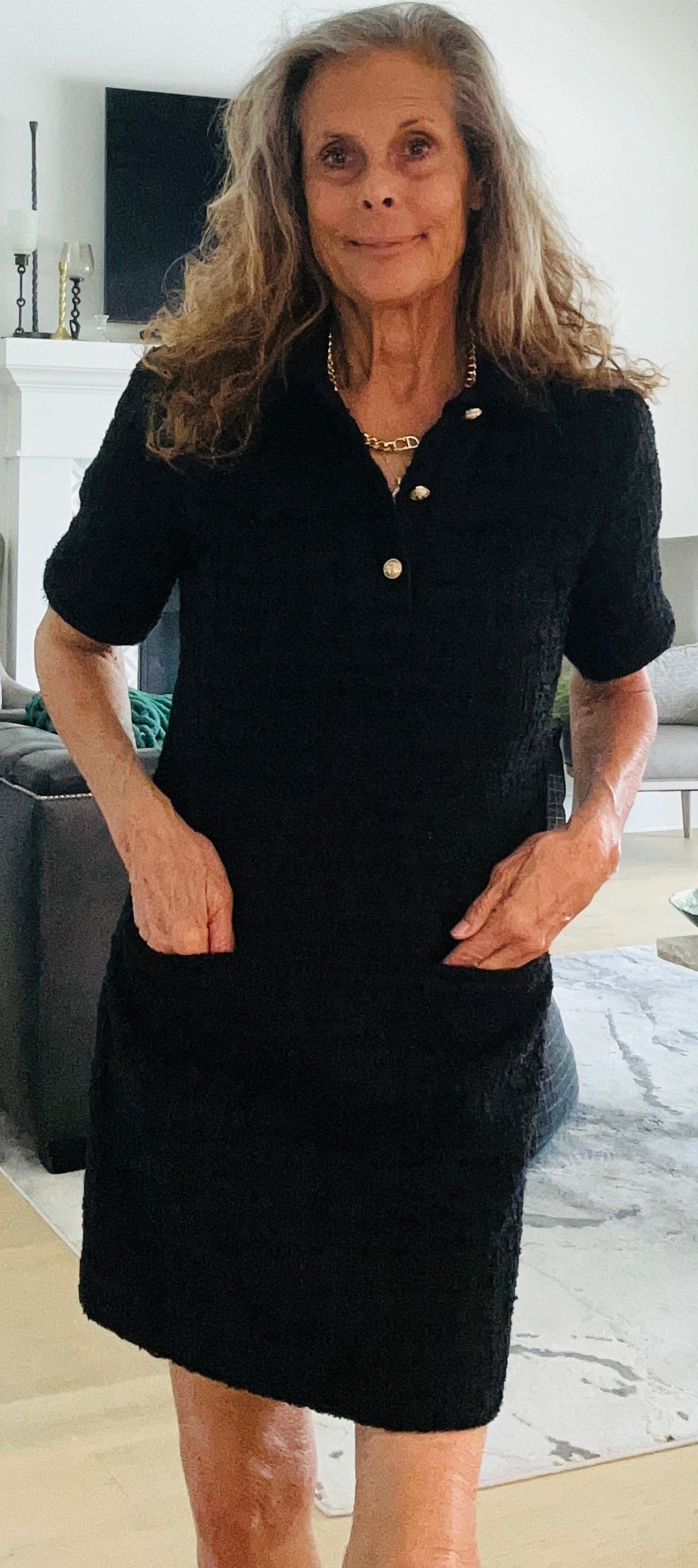 A-Line Black Tweed Dress