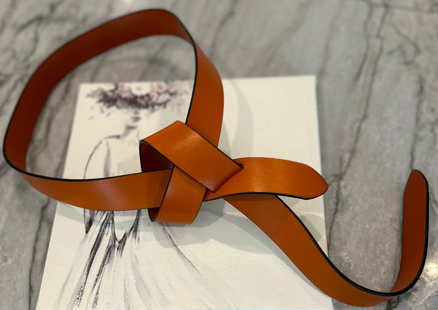 Hermes Inspired Leather Knotted Belt
