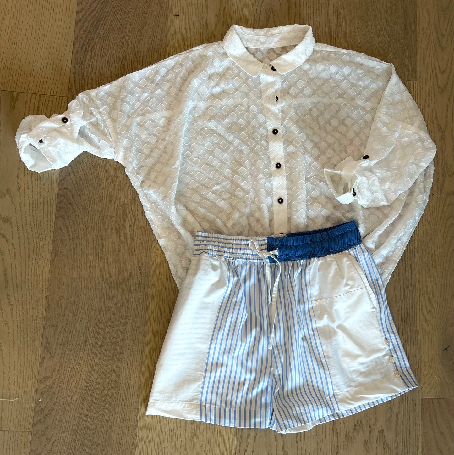 Textured White Chiffon Blouse