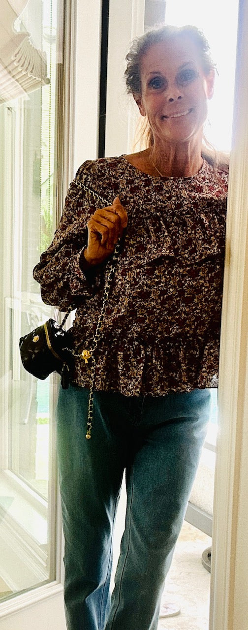Floral Chiffon Peasant Blouse