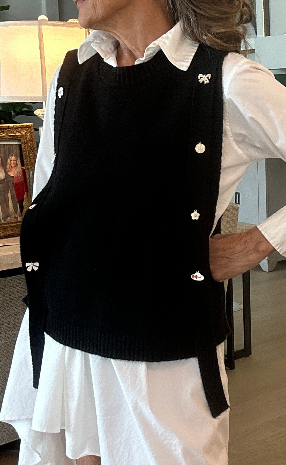 Black Sweater Vest with Charms