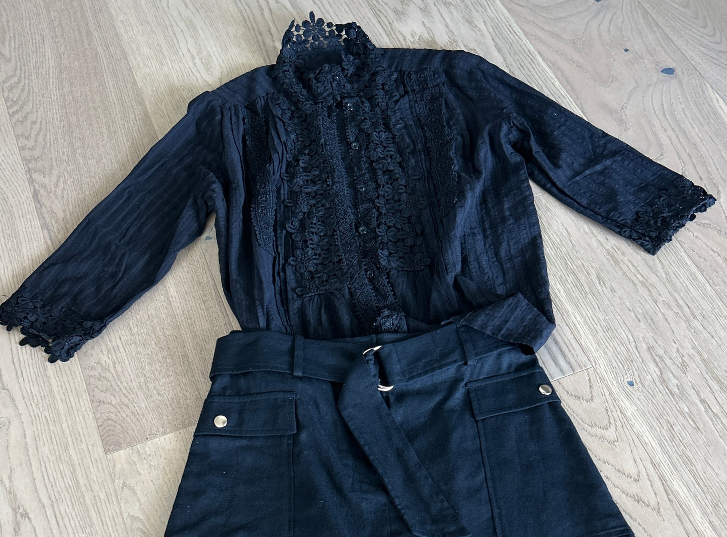 Black Embroidered Peasant Blouse