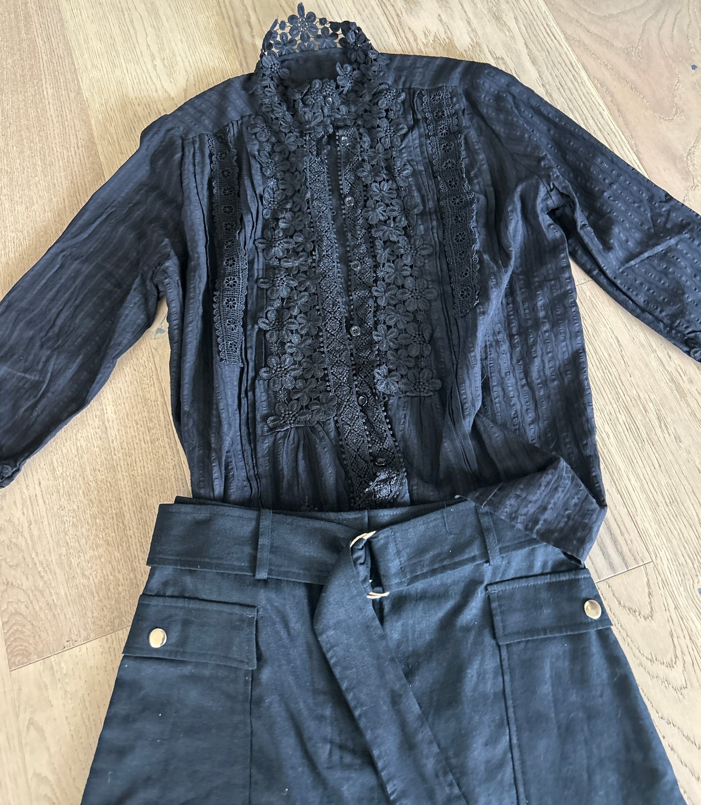 Black Embroidered Peasant Blouse