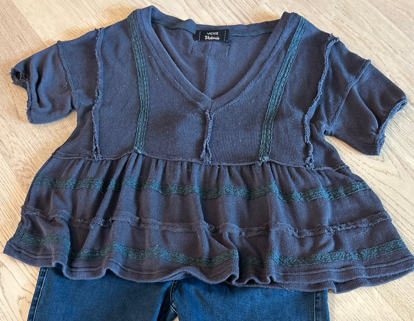 Black Knitted Peasant Sweater