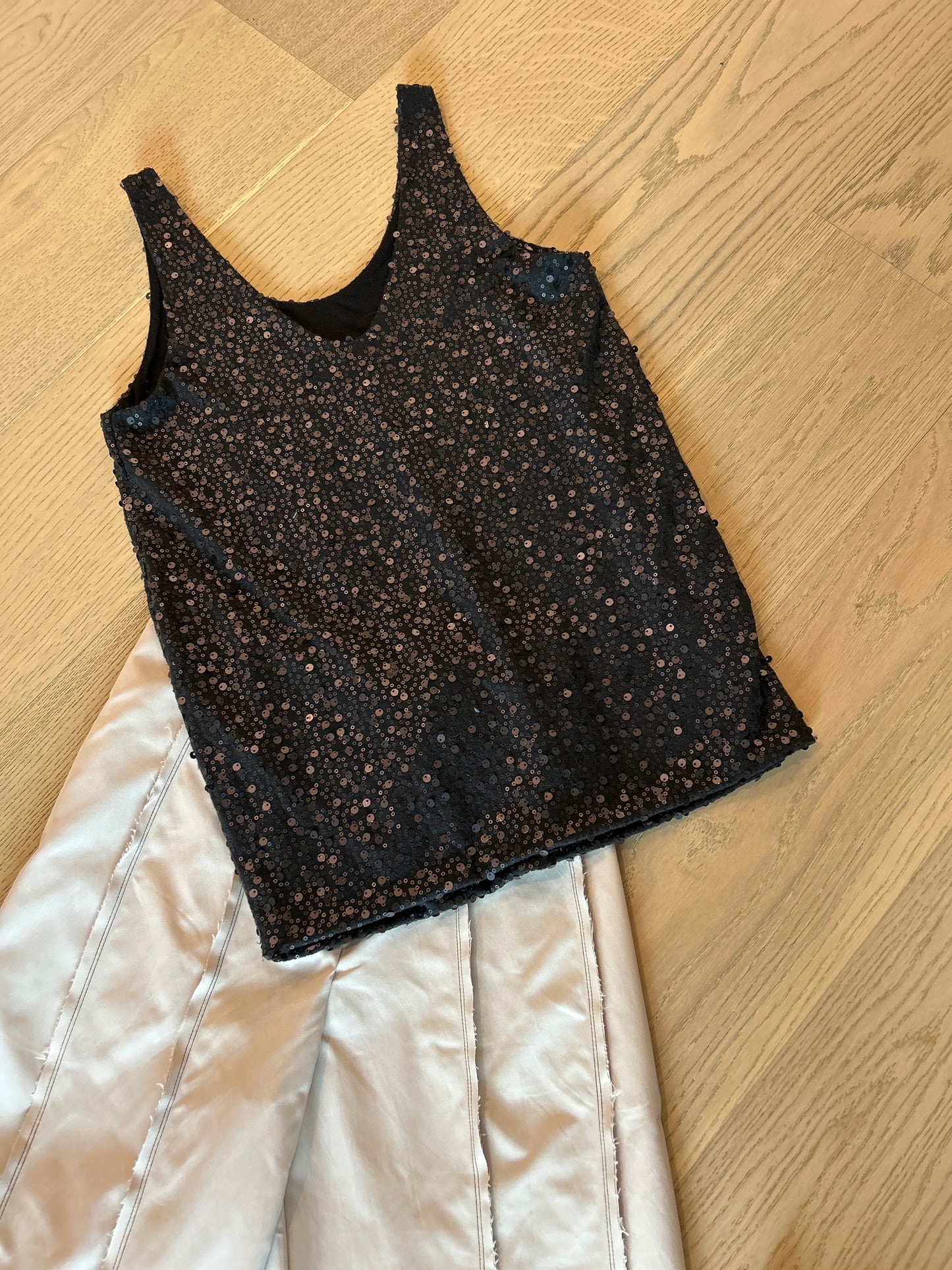 Black Sequined Swing Tank