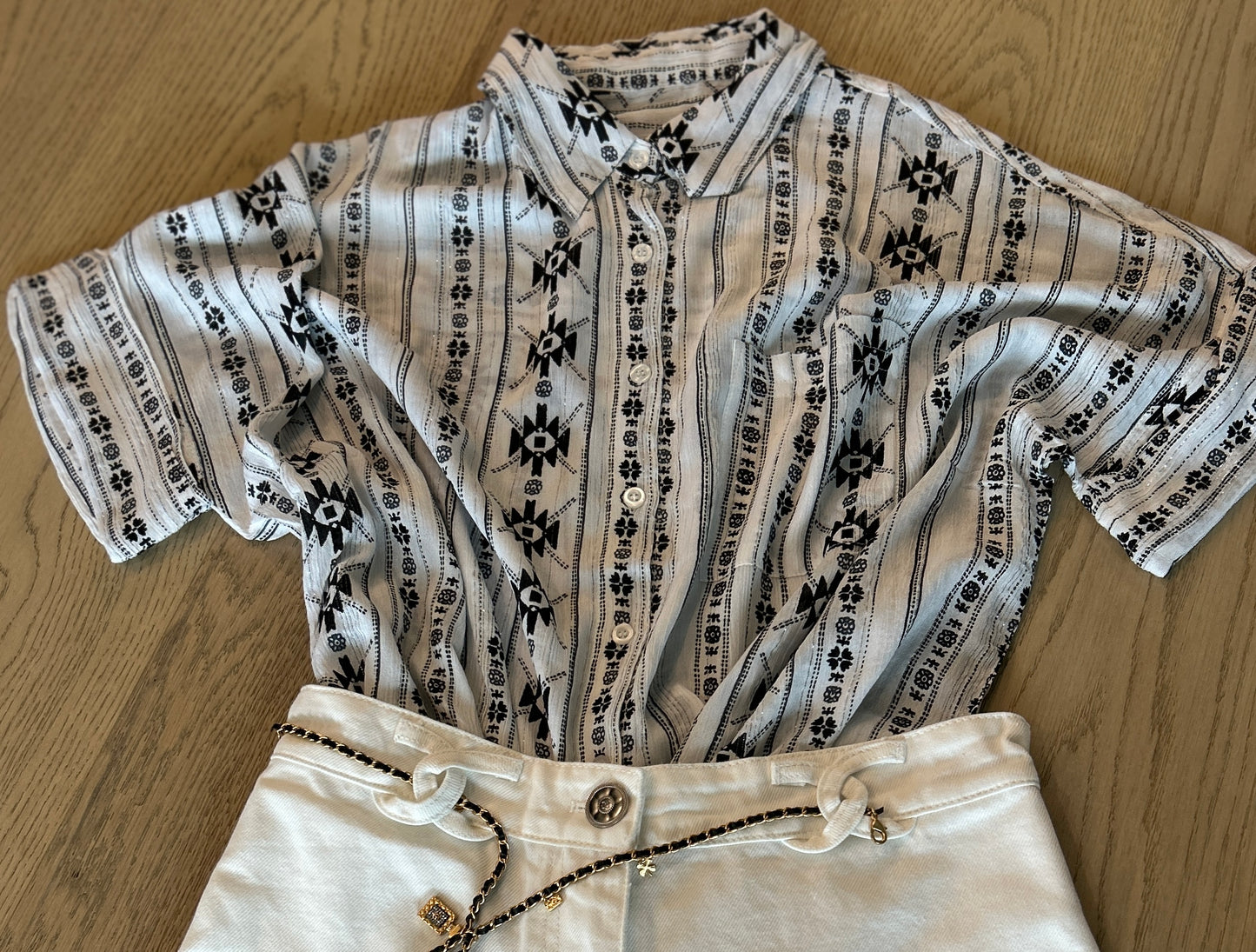 Black and White Gauze Shirt