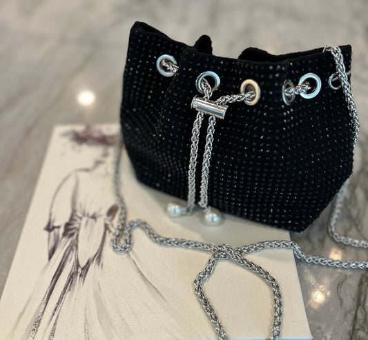 Black Rhinestone Evening Bag
