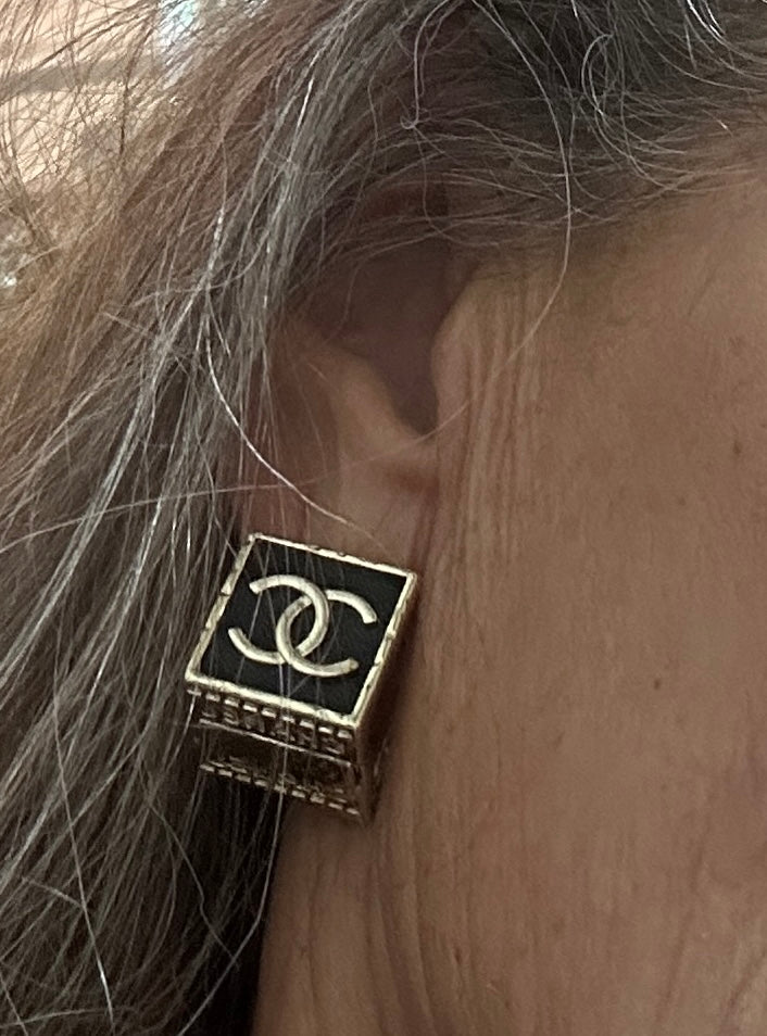 Gold and Black Chanel Earrings