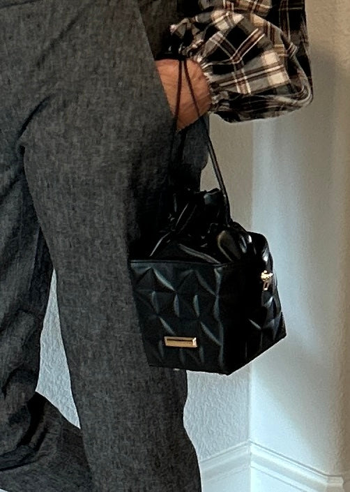 Small Vegan Leather Drawstring Bag