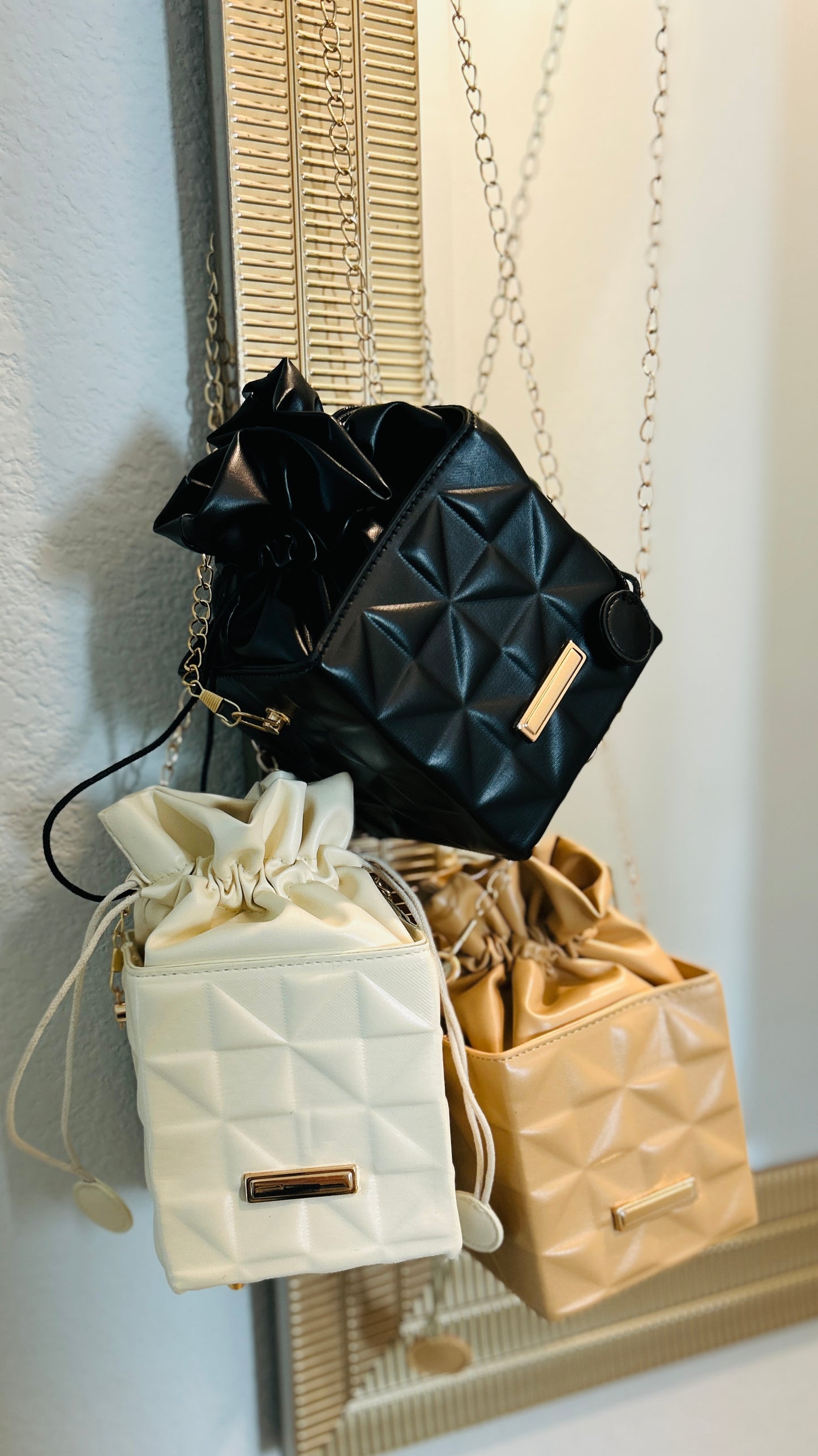 Beige Vegan Leather Hand Bag or Crossbody