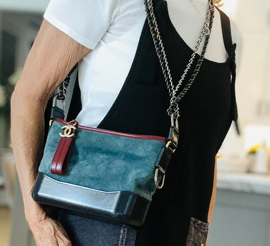 Suede and Leather Chanel Inspired Crossbody