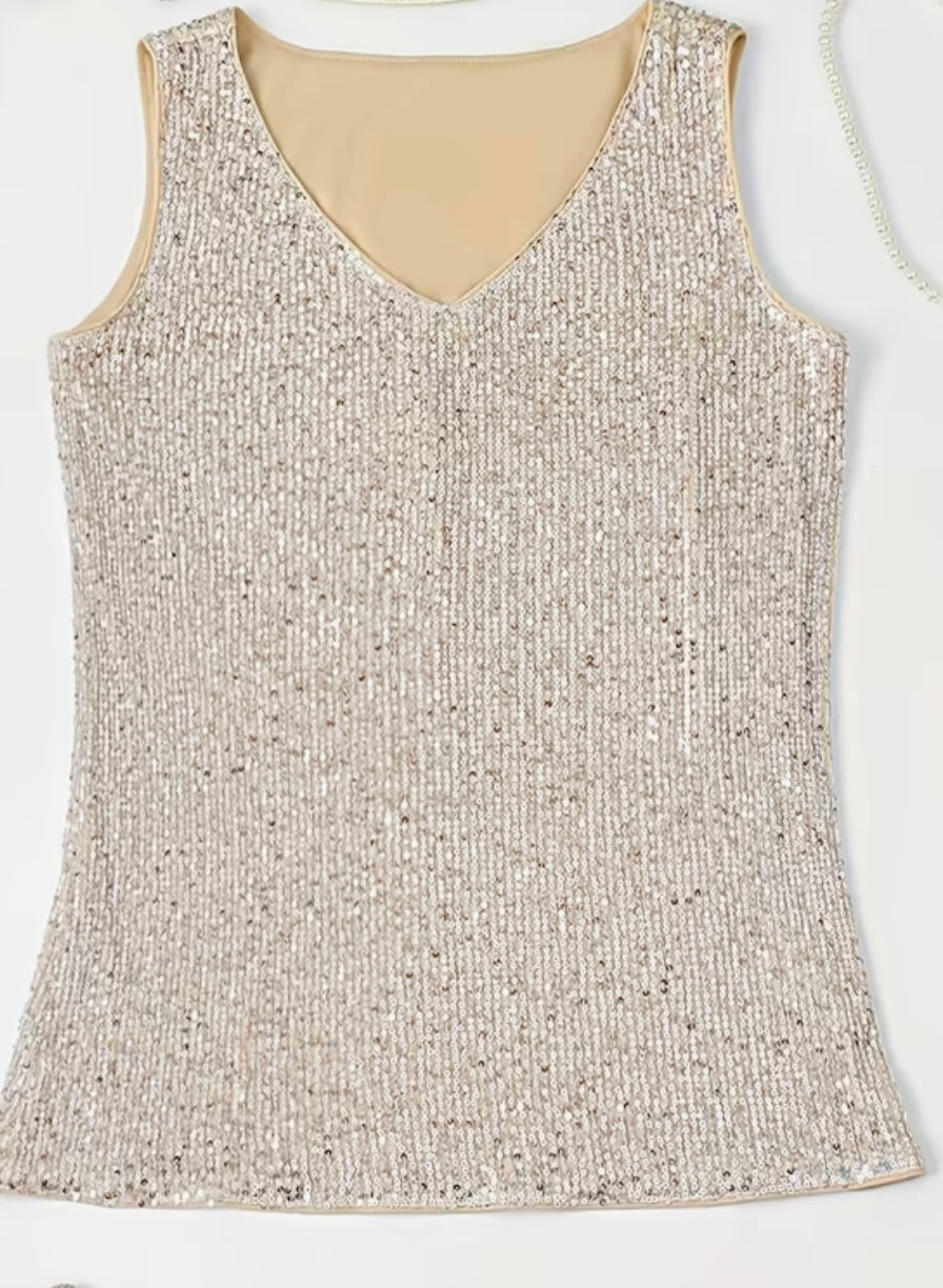 Sleeveless Sequin Evening Tank