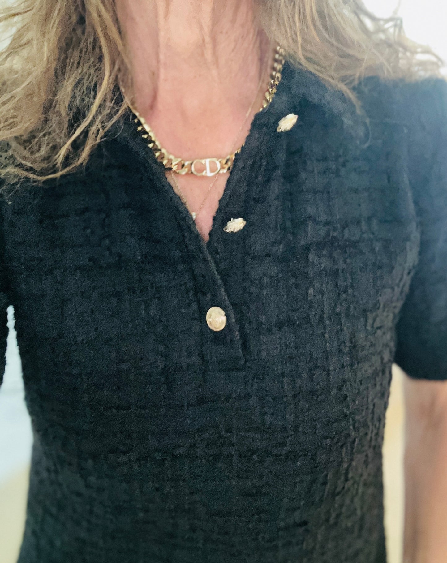 A-Line Black Tweed Dress